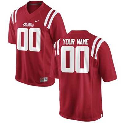 Mens Ole Miss Rebels Customized Replica Football 2015 Red Jersey->customized ncaa jersey->Custom Jersey